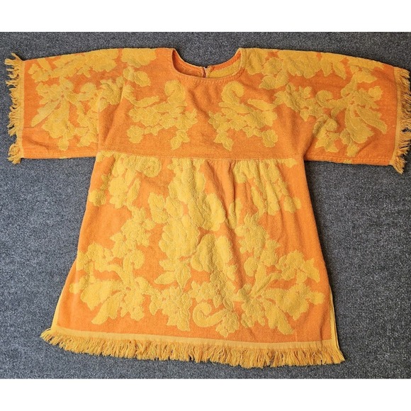 Handmade Other - Vintage Terry Towel Handmade Cover Up Top MCM Cannon Orange Fringe